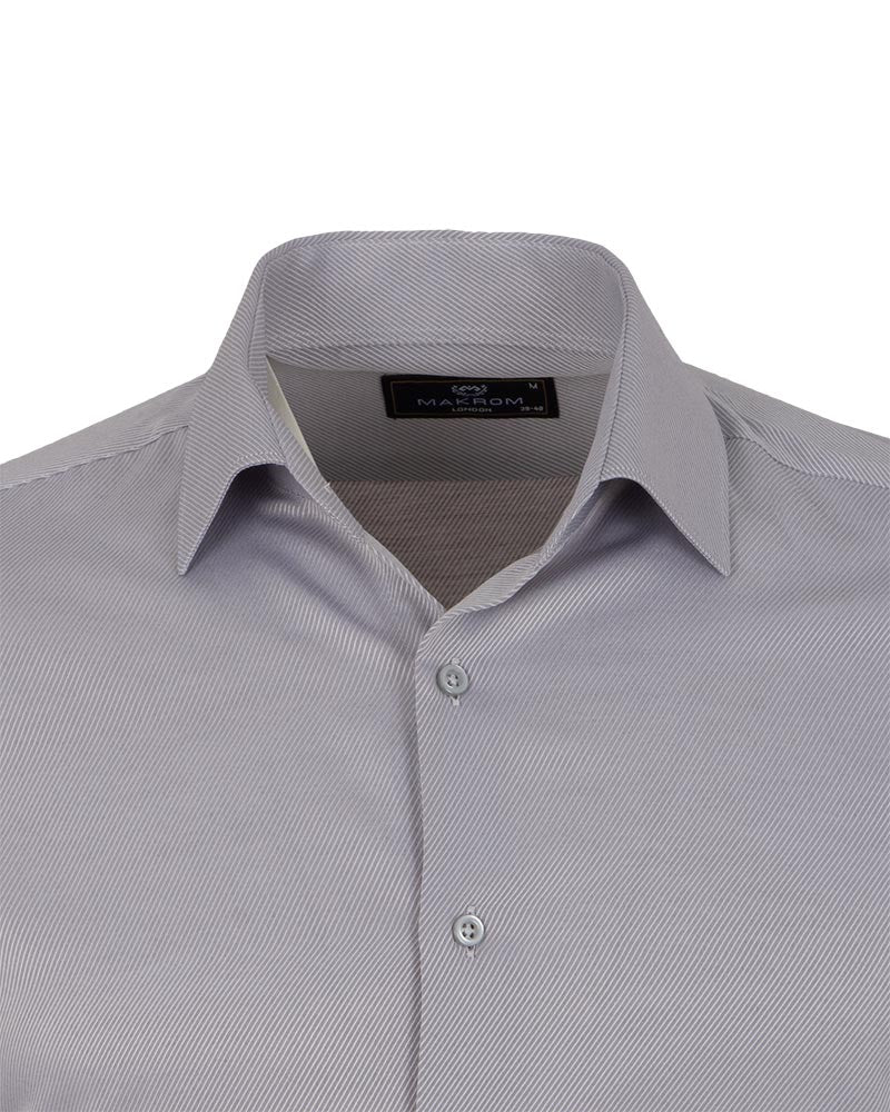 Grey Casual Twill Double Cuff Long Sleeve Shirt