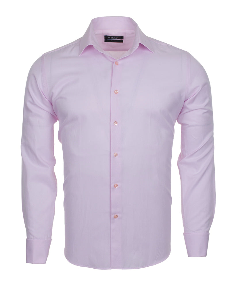 Pink Casual Twill Double Cuff Long Sleeve Shirt