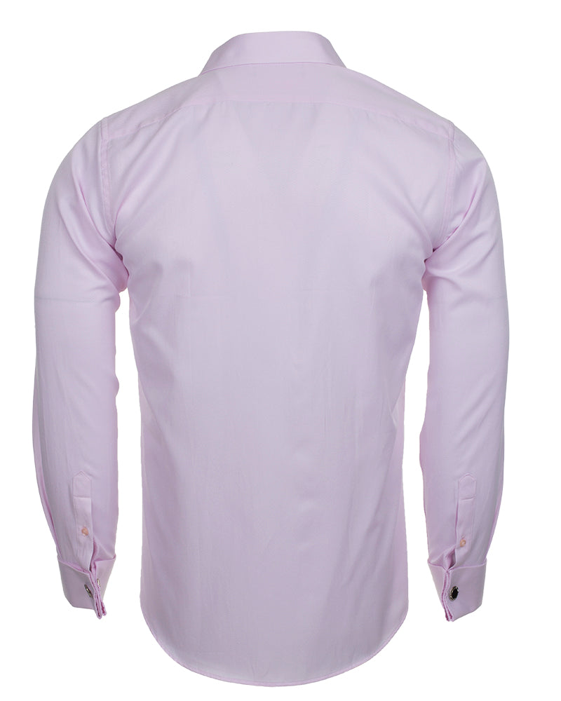 Pink Casual Twill Double Cuff Long Sleeve Shirt