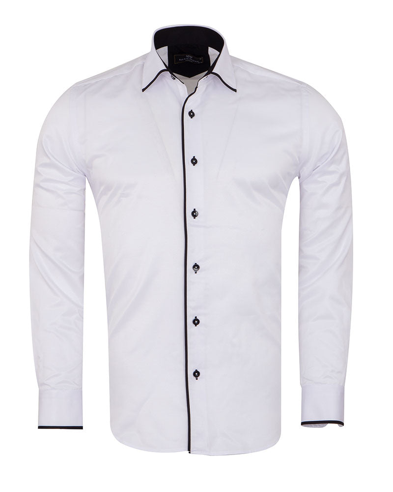 Black Classic Plain Shirt with Collar Tip Design