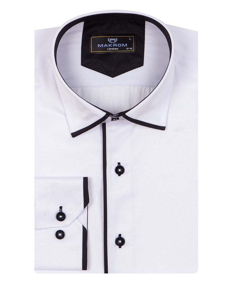 Black Classic Plain Shirt with Collar Tip Design FX