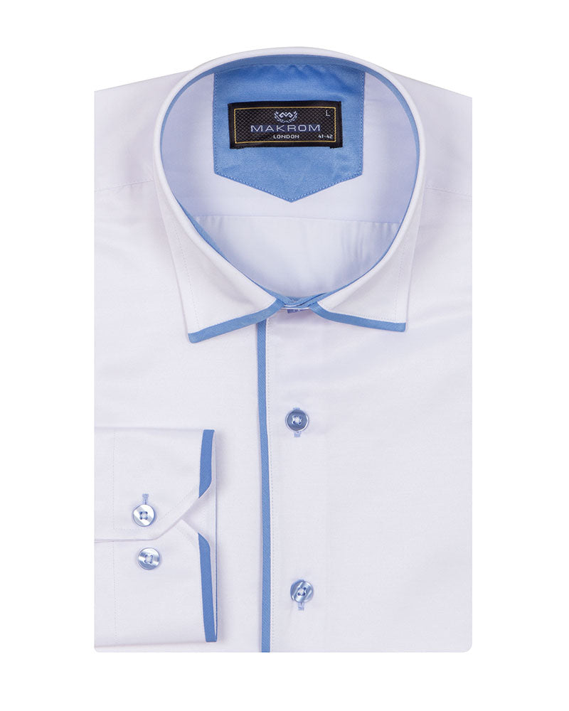 Blue Classic Plain Shirt with Collar Tip Design