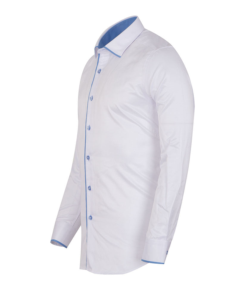 Blue Classic Plain Shirt with Collar Tip Design