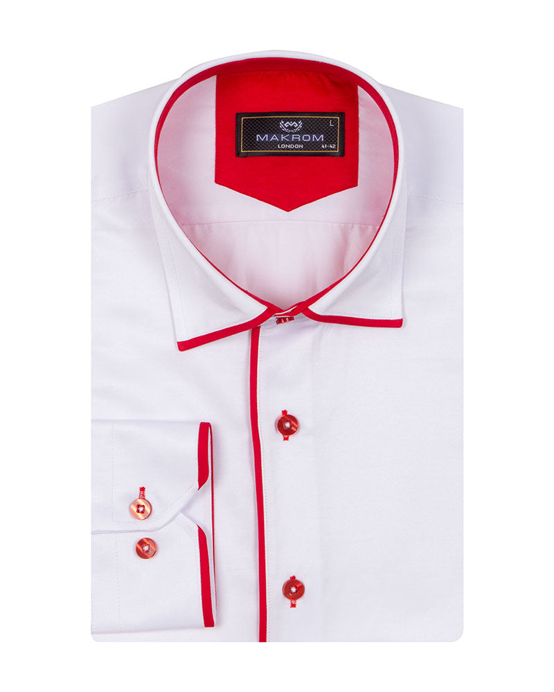 Red Classic Plain Shirt with Collar Tip Design