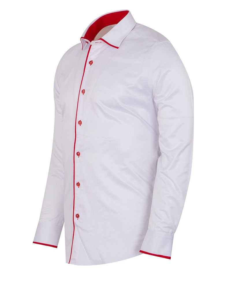 Red Classic Plain Shirt with Collar Tip Design