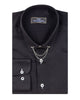 Black Round Collar Pin Shirt