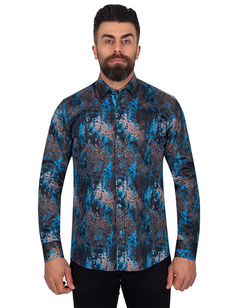 Blue Crust Print Men's Shirt