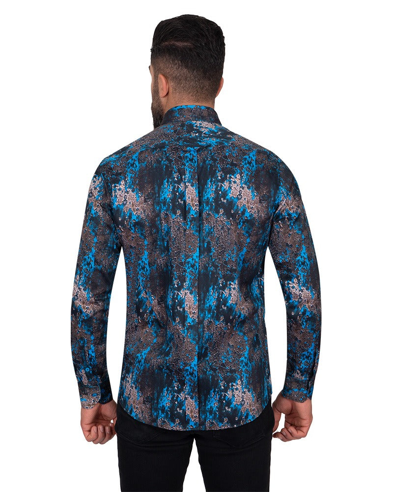 Blue Crust Print Men's Shirt