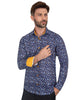 Dark Blue Summer Floral Print Men's Shirt