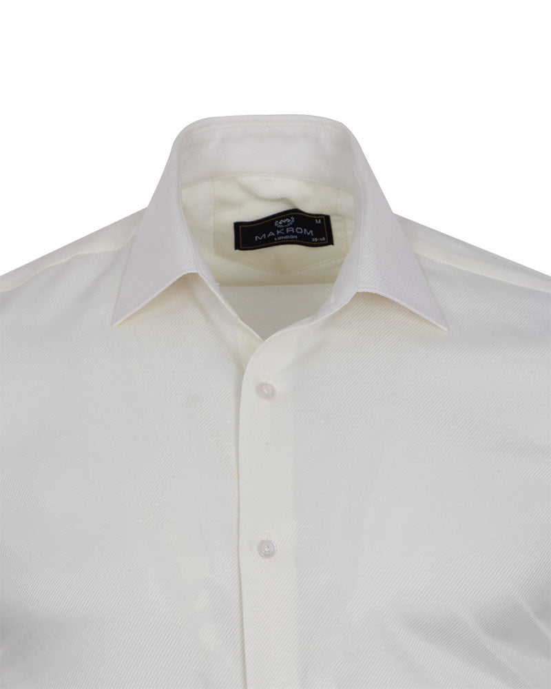 Cream Classic Twill Single Cuff Shirt