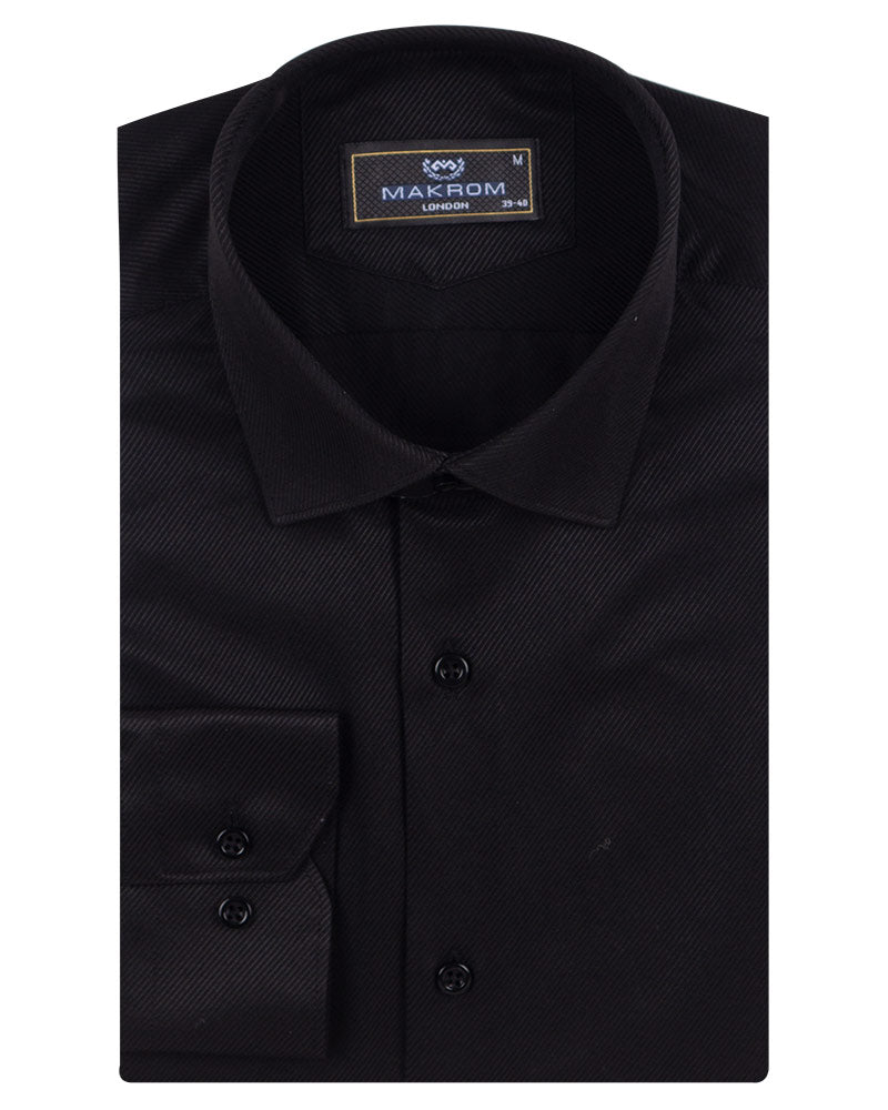 Black Classic Twill Single Cuff Shirt