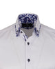 White Floral Double Collar Men's Shirt