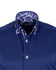 Dark Blue Floral Double Collar Men's Shirt