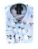 Blue Colourful Mockingbird Print Men's Shirt