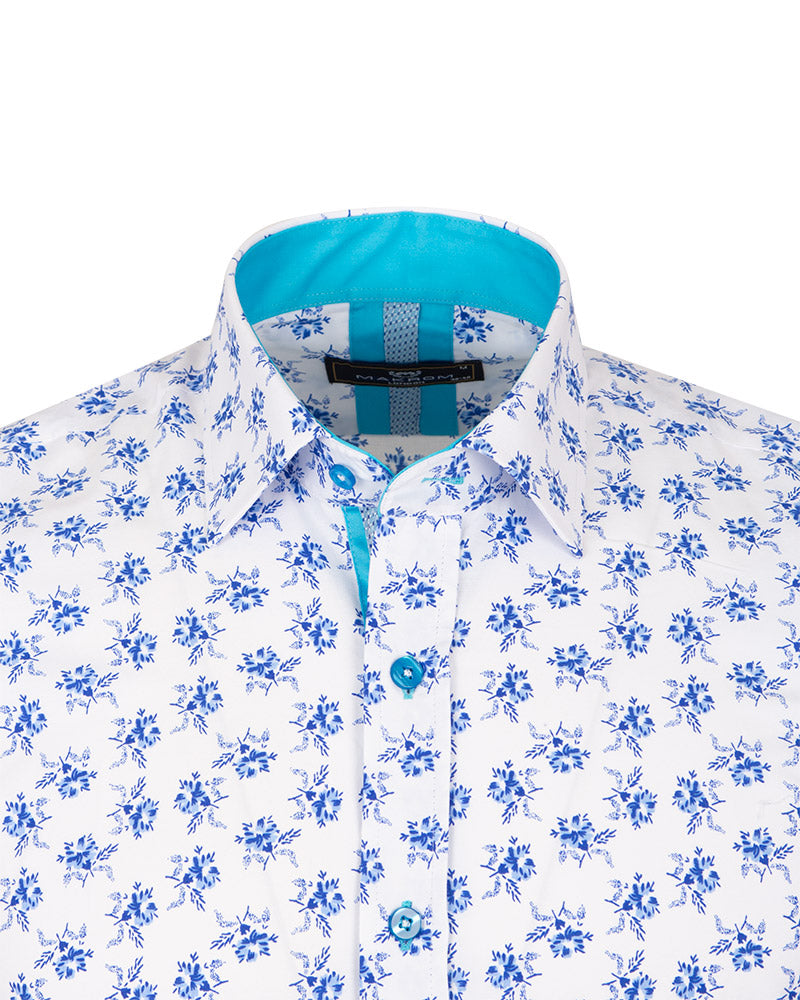 Blue Floral Print Men's Shirt