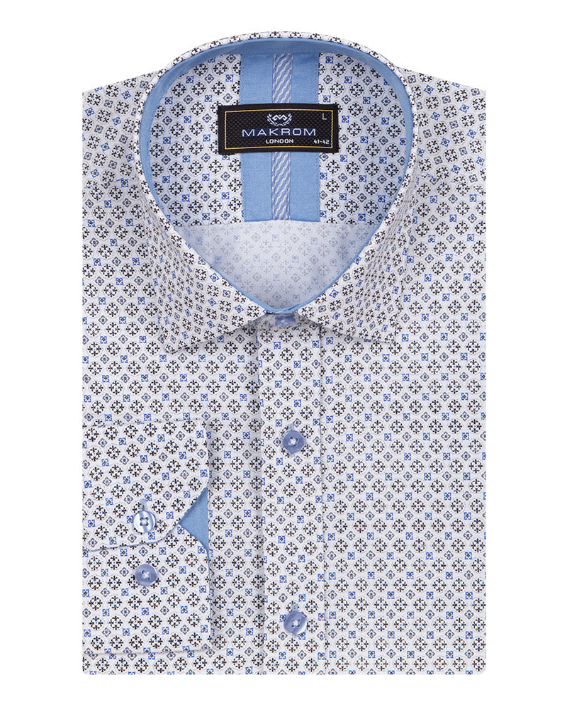 Blue Mosaic Print Men's Shirt