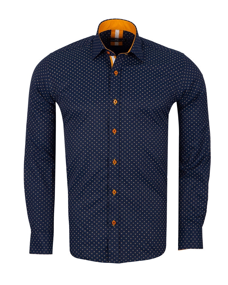 Classic Black Dotted Print Men's Shirt