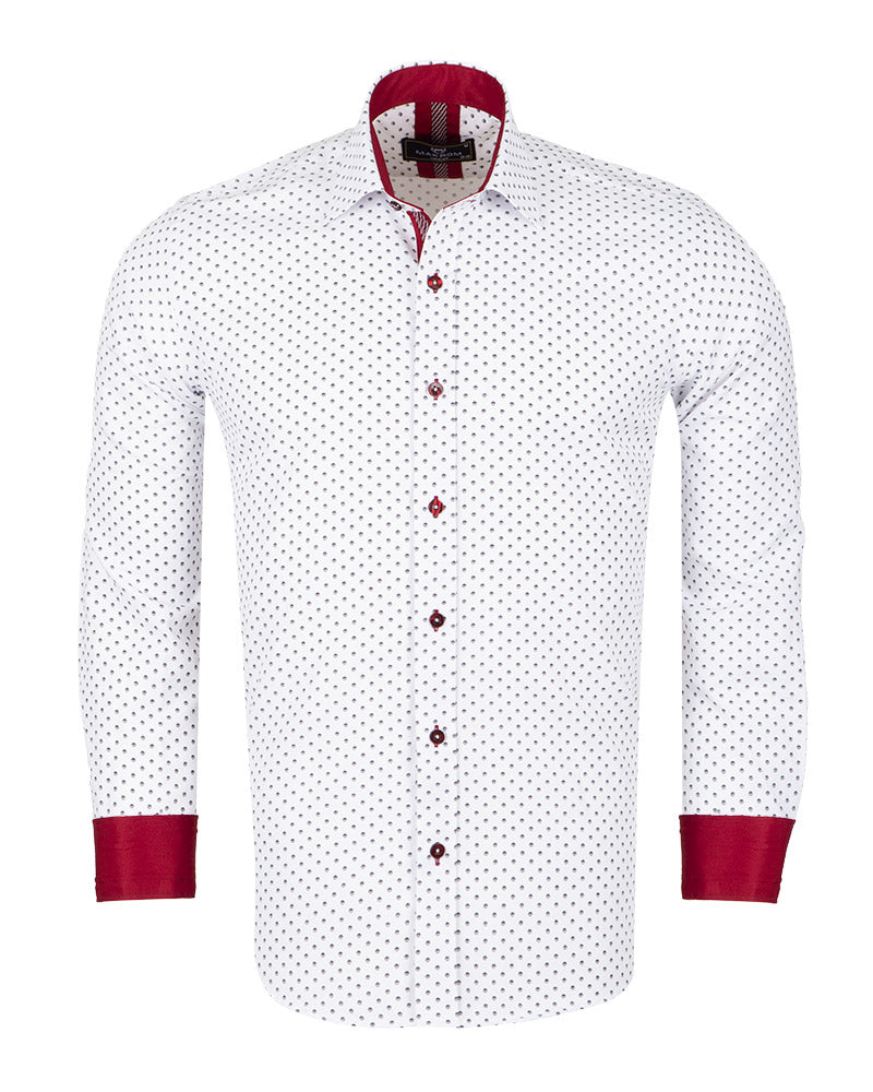 Classic White Dotted Print Men's Shirt