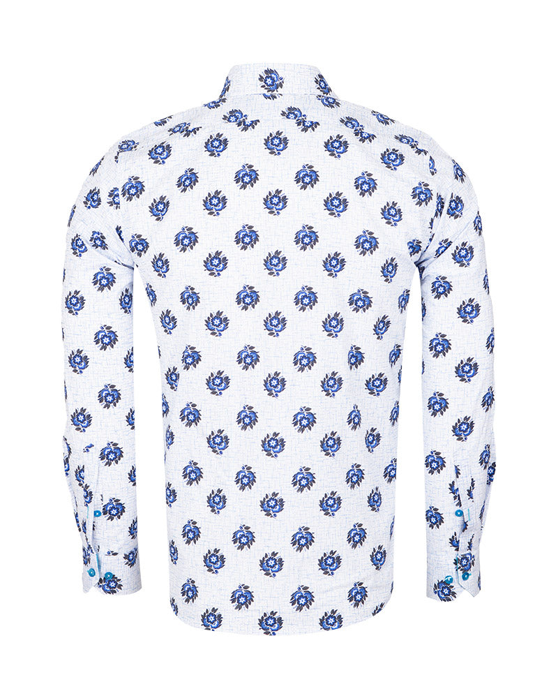Electric Blue Floral Print Shirt