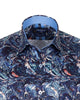 Blue Paisley Crust Print Shirt with Matching Handkerchief