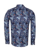 Blue Paisley Crust Print Shirt with Matching Handkerchief