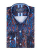 Dark Blue Crust Print Shirt with Matching Handkerchief