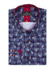 Dark Blue Plaid Tartan Paisley Print Shirt