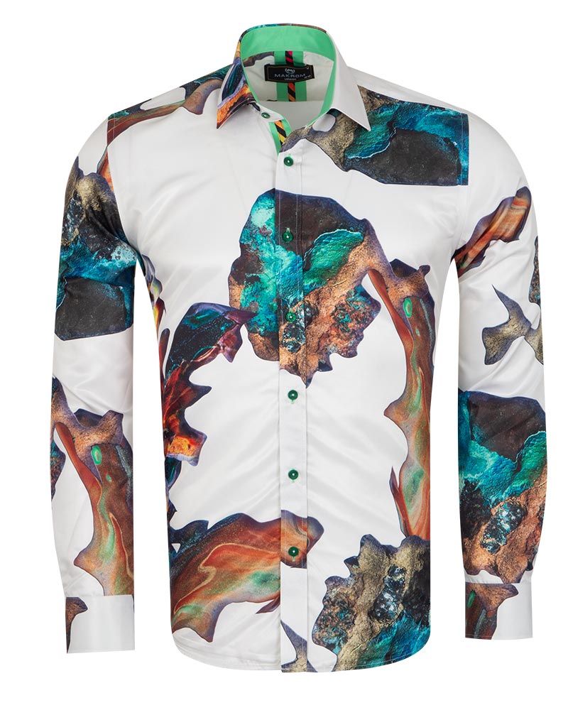 White Coral Reef Print Men's Shirt