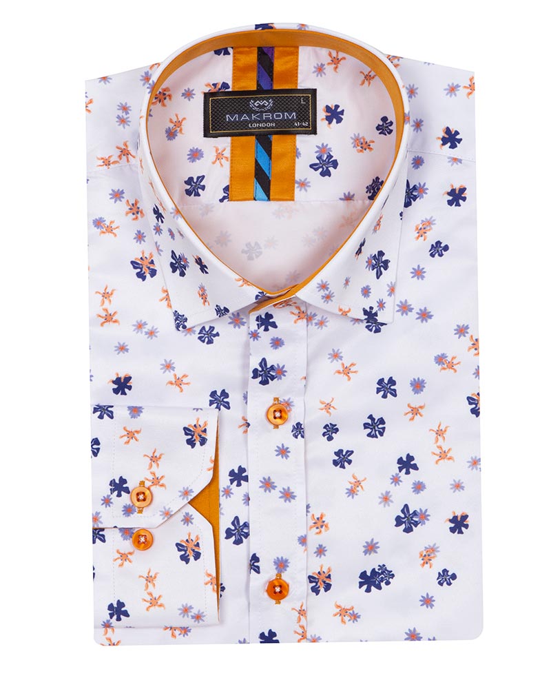 Yellow Floral Print Men's Shirt