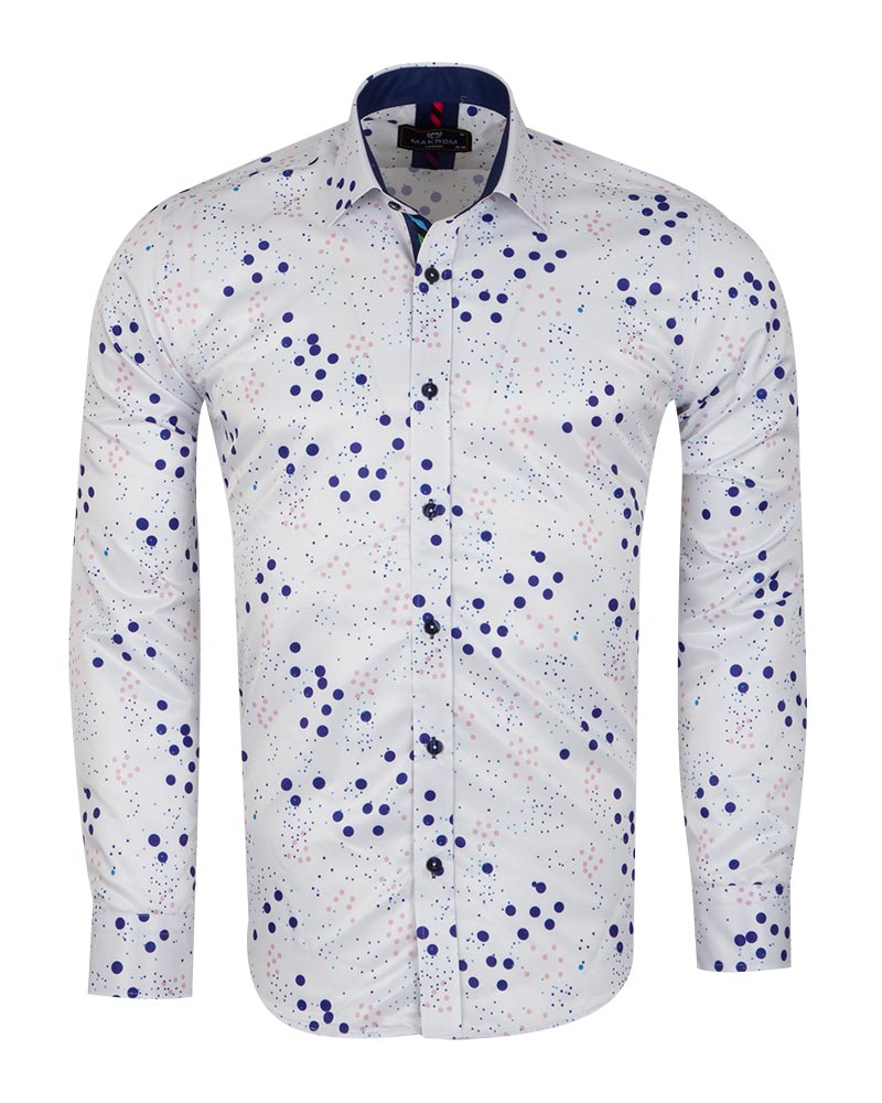 White Colourful Spot Print Men's Shirt