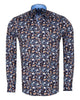 Blue Rose Print Men's Shirt with Matching Handkerchief