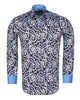 Black & Blue Paisley Print Men's Shirt with Matching Handkerchief