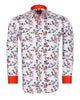 White Flowers Print Shirt with Matching Handkerchief