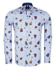 Light Blue Guitar Print Shirt with Matching Handkerchief