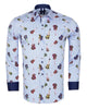 Light Blue Guitar Print Shirt with Matching Handkerchief