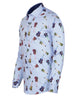 Light Blue Guitar Print Shirt with Matching Handkerchief