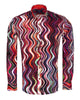 Colourful Wavy Lines Print Shirt with Matching Handkerchief