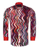 Colourful Wavy Lines Print Shirt with Matching Handkerchief