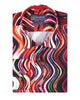 Colourful Wavy Lines Print Shirt with Matching Handkerchief