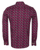Red Floral Print Men's Shirt with Matching Handkerchief