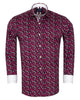 Red Floral Print Men's Shirt with Matching Handkerchief