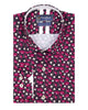 Red Floral Print Men's Shirt with Matching Handkerchief