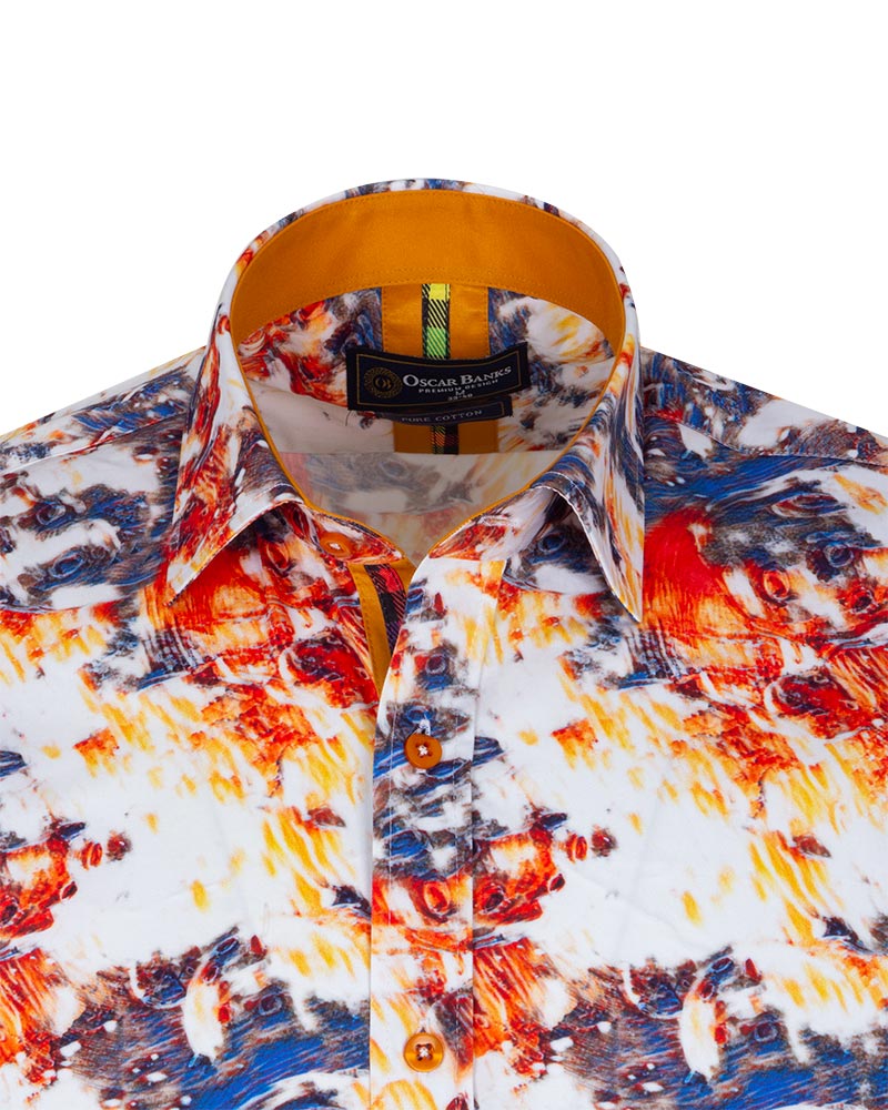 Paint Print Men's Shirt with Matching Handkerchief