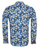 Blue Cosmos Flower Print Shirt with Matching Handkerchief