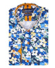 Blue Cosmos Flower Print Shirt with Matching Handkerchief