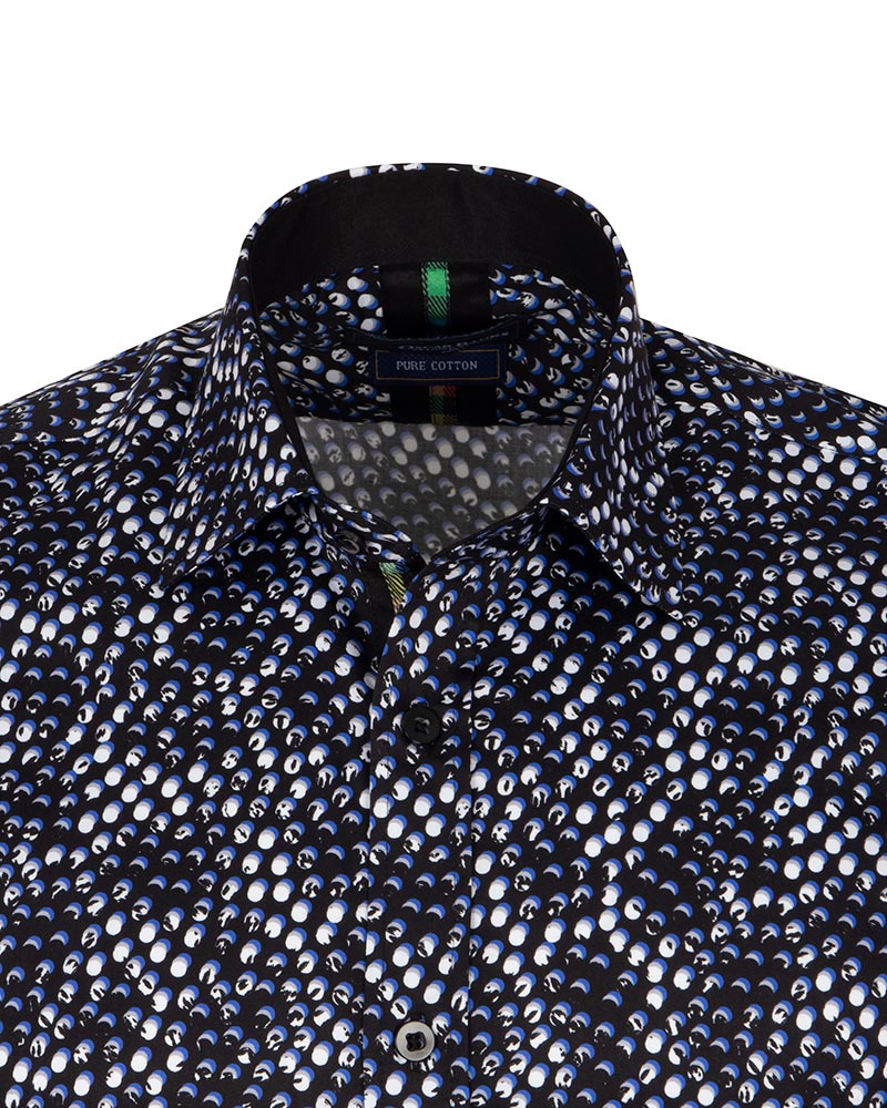 Black Polka Dot Print Shirt with Matching Handkerchief