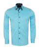 Turquoise Plain Button Down Double Collar Shirt