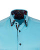 Turquoise Plain Button Down Double Collar Shirt