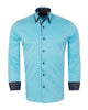 Turquoise Plain Button Down Double Collar Shirt