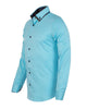 Turquoise Plain Button Down Double Collar Shirt